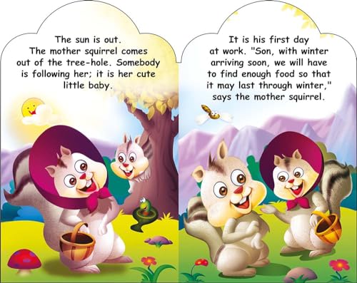 Sawan Set Of 5 Story Books Baby Animals Series (Adventurous Cub,Baby Squirrel,Baby Dinosaur,City Calf & Baby Mouse) [Board Book] Sawan