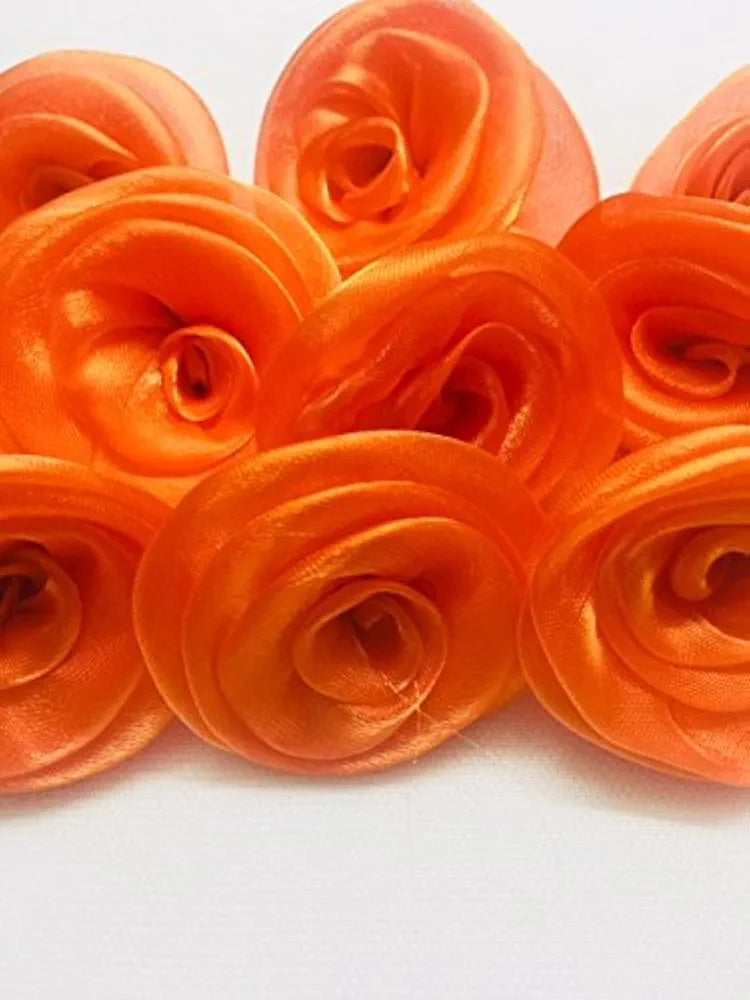 Satin Ribbon Rose Flower Applique