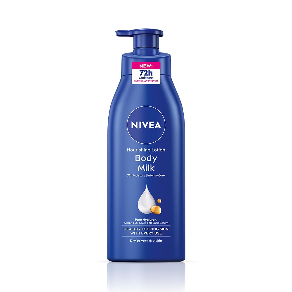 NIVEA Nourishing Body Milk 400ml Body Lotion with Hyaluronic Acid | 72Hr Hydration | Deep Moisture Care for Very Dry Skin | Enriched with Almond Oil | Smooth, Radiant & Healthy Looking Skin Care