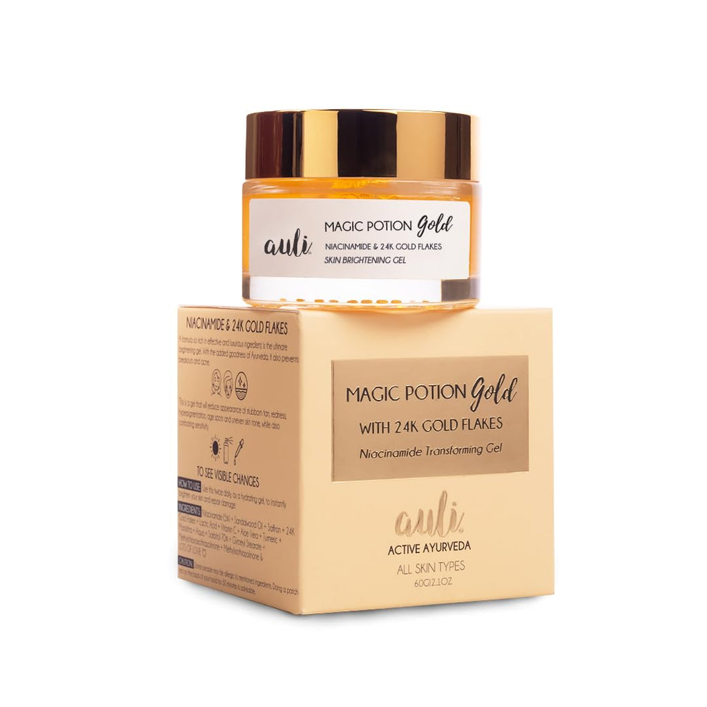 Auli Magic Potion Gold Niacinamide 24k Gold Flakes Skin Brightening Gel - 60 gms
