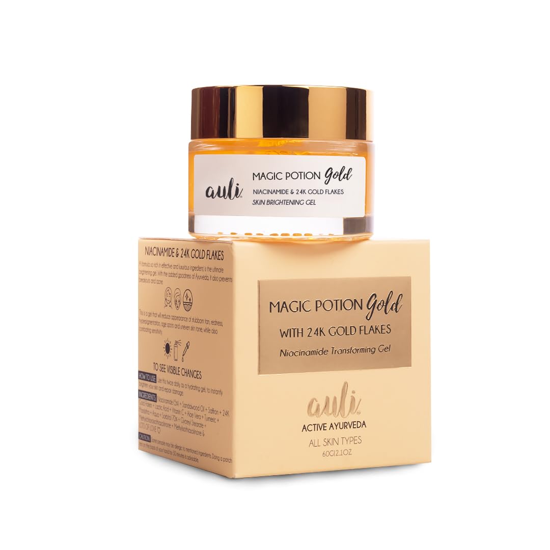 Auli Magic Potion Gold Niacinamide 24k Gold Flakes Skin Brightening Gel - 60 gms