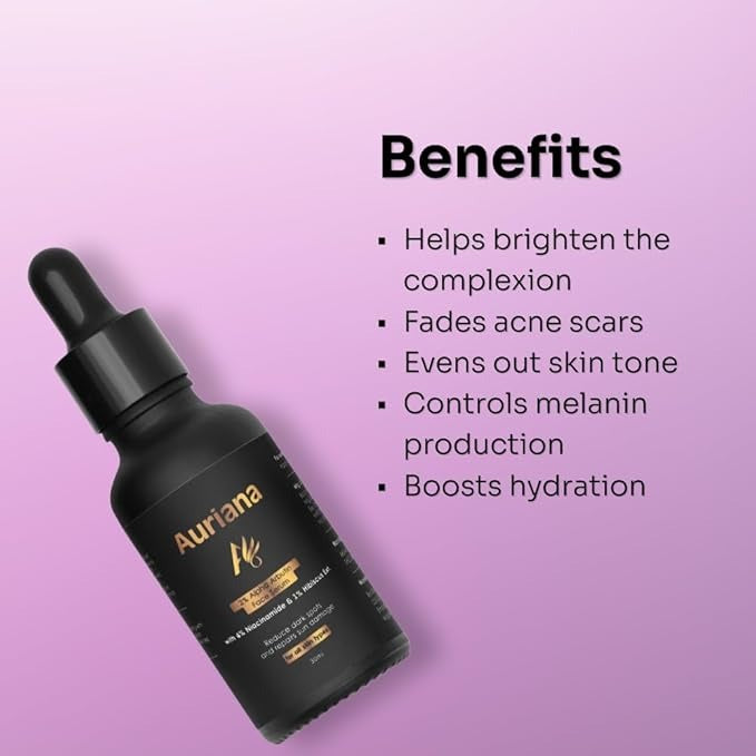 Auriana Advanced Brightening Face Serum with 2% Alpha Arbutin 4% Niacinamide & 1% Hibiscus Extract - 30 ml