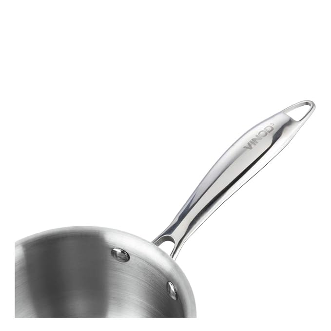 Vinod Platinum Triply Stainless Steel Saucepan with Lid - 1.2 litres (14 cm) | 2.5 mm Thick | Tea, Chai Pan