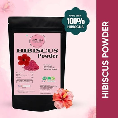 Lewisia In Organics Hibiscus Flower Powder for Face Pack & Hair Mask - 100 gms