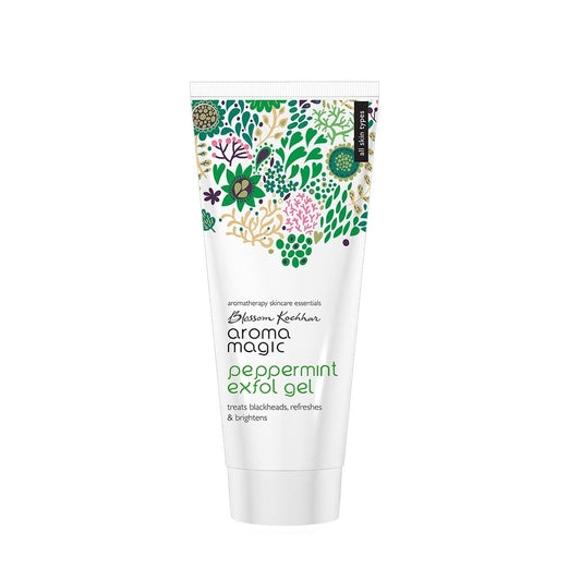 Aroma Magic Peppermint Exfol Gel | Treats blackheads, clears pores, brightens, hydrates With vegetable glycerine, aloe Vera gel, peppermint & lavender essential oils, lemon extract | All Skin - 100 ml