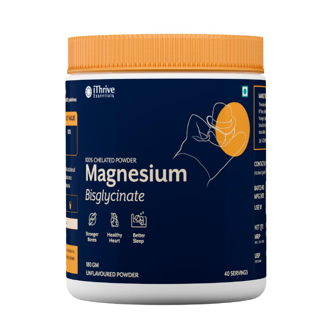 Essentials Magnesium Bisglycinate Powder for Sleep, Stress & Muscle Recovery | 440mg magnesium per scoop, Chelated for High Absorption, 100% RDA, No Fillers - 180g