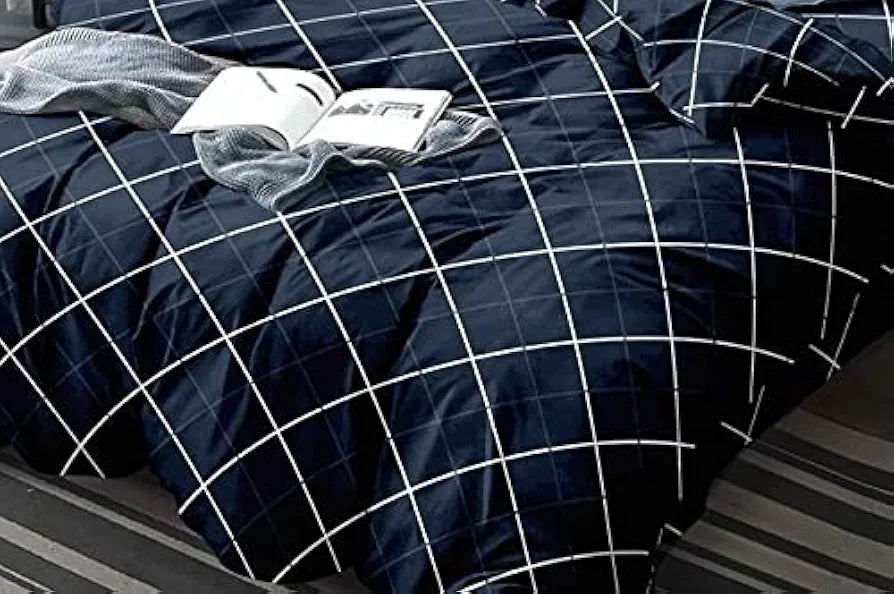 The Home Style Cotton Feel Glace Cotton Printed Double Bed Bedsheet With 2 Pillow Cover 300 TC Navy Blue