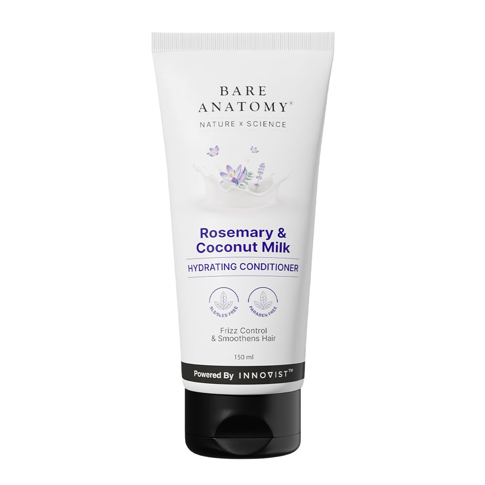 Bare Anatomy Nature X Science Rosemary & Coconut Milk Hydrating Conditioner|Natural Conditioner For Dry, Dull & Frizzy Hair|Sls & Paraben Free Conditioner For Women & Men|150 millilitre (Pack of 1)