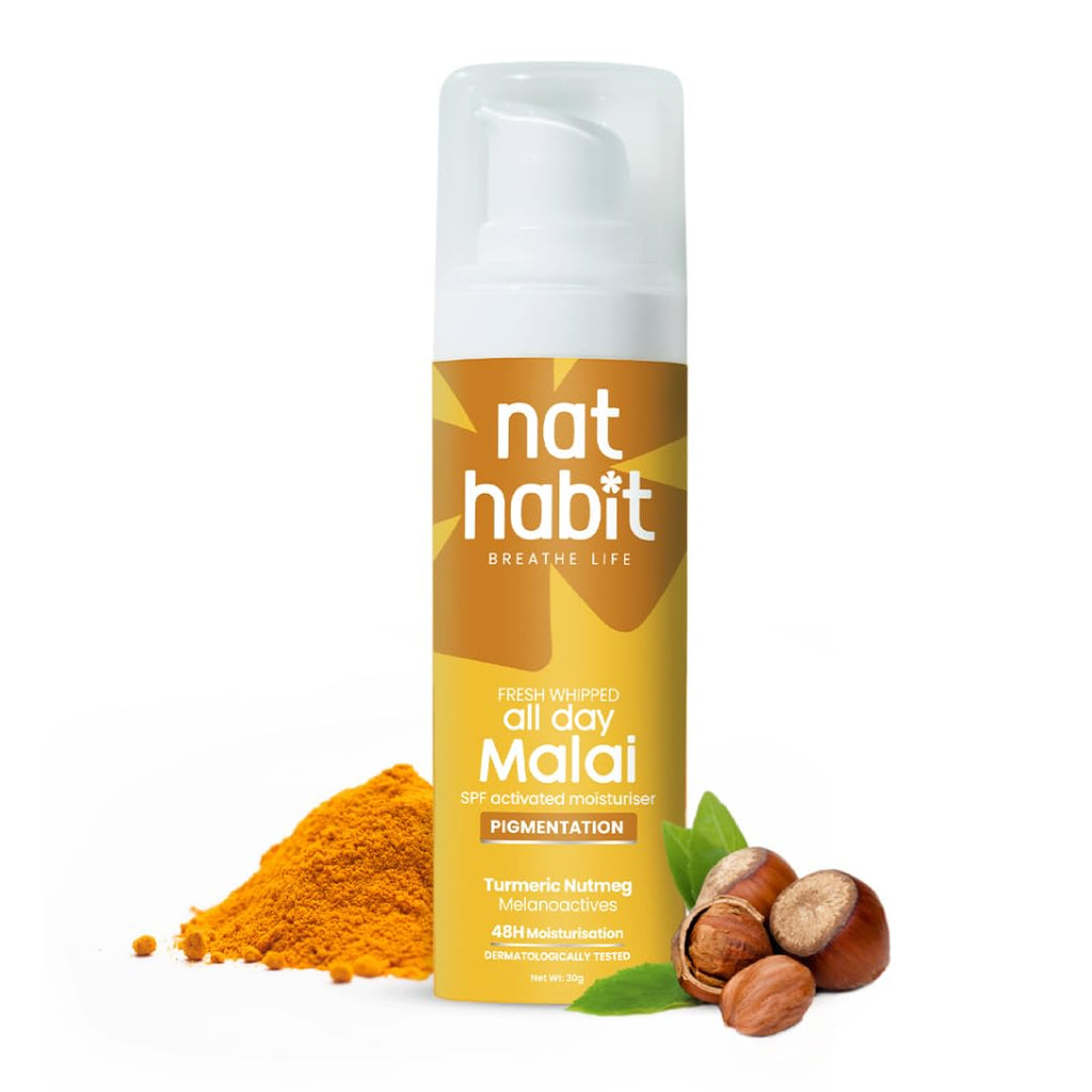 Nat Habit Turmeric Face Malai Cream for Skin Glow, Enhanced with Nutmeg for Pigmentation, 30g