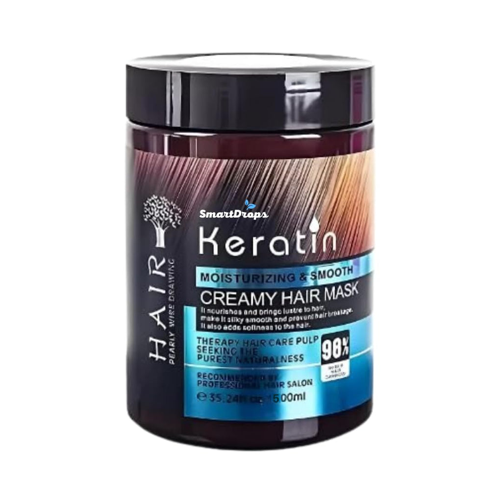Smartdrops Keratin Hair Mask, Soft Texture Blend for Daily Hair Care Routine, (Pack 1) (500 g) || Hair Mask || Keratin Rich Hair Mask for Frizz-Free and Strong Hair | Protein Mask for Intense Damaged or Dry Hair Repair | Deep Nourishing Hair Treatment