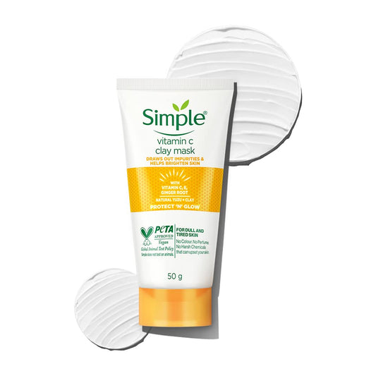 Simple Protect N Glow Vitamin C Brighten Clay Mask| With Yuzu Lemon| For all Skin Types| No Colour|| Perfume| No Harsh Chemicals & Parabens| Tested on Sensitive Skin|| 150 ml