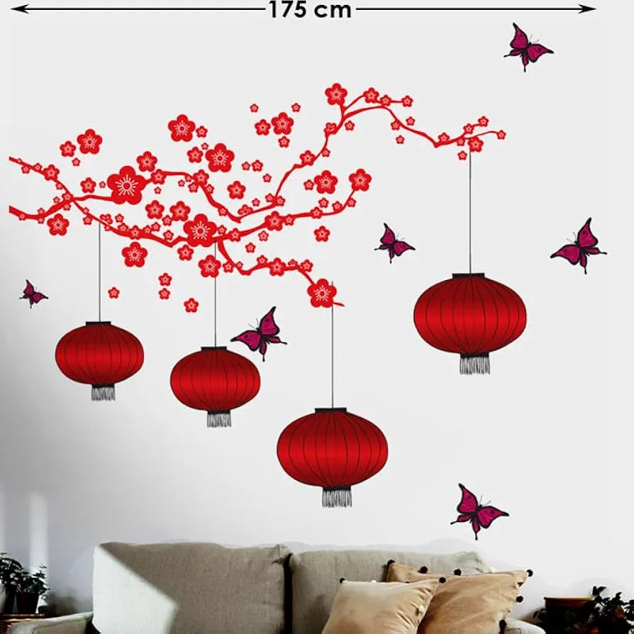 Decals Design Chinese Lamps in Double Sheet Wall Sticker