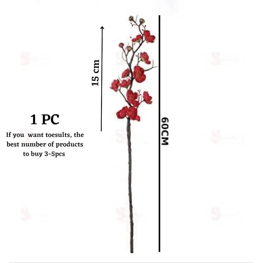 3 Sticks Artificial Blossom Flower Bouquet Sticks Dark Pink