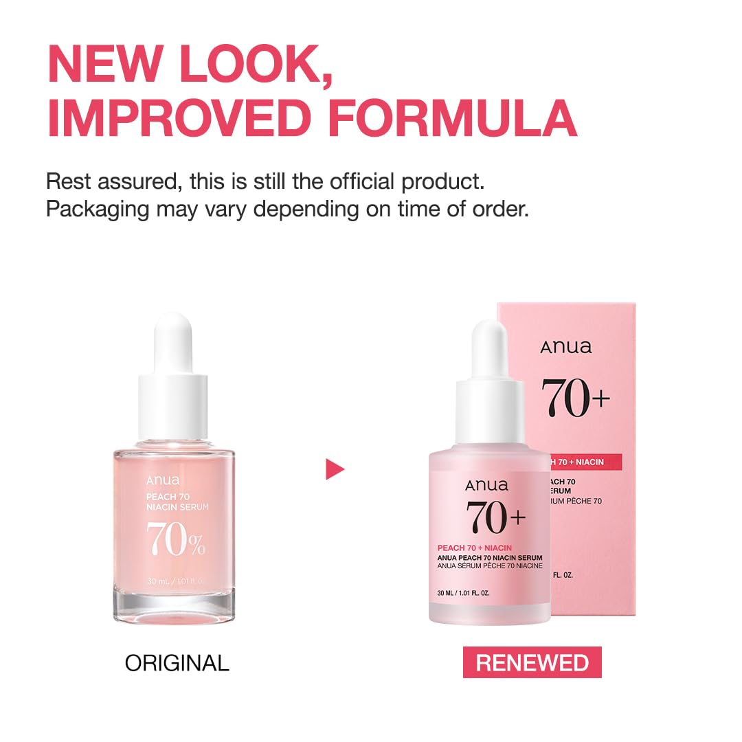 Anua Peach 70% Niacinamide Serum 30ml / brightening hydrating face serum hyperpigmentation treatment reducing melanine daily clean beauty (1.01 fl. oz.)