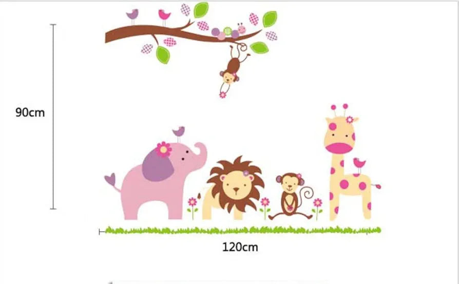 Decals Design Baby Cartoon Animal Kingdom Kids Room Wall Sticker Multicolour