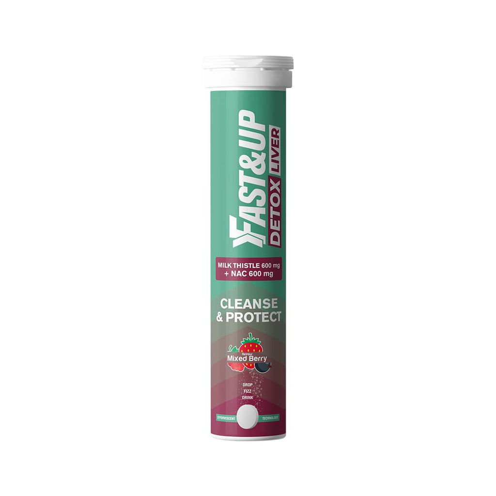 Fast&Up Liver Detox - Daily Liver Cleanser Drink | Milk Thistle + NAC | Helps Improve Digestion & Reduces Load on Liver - 20 Tablets - Mixed Berry Flavour