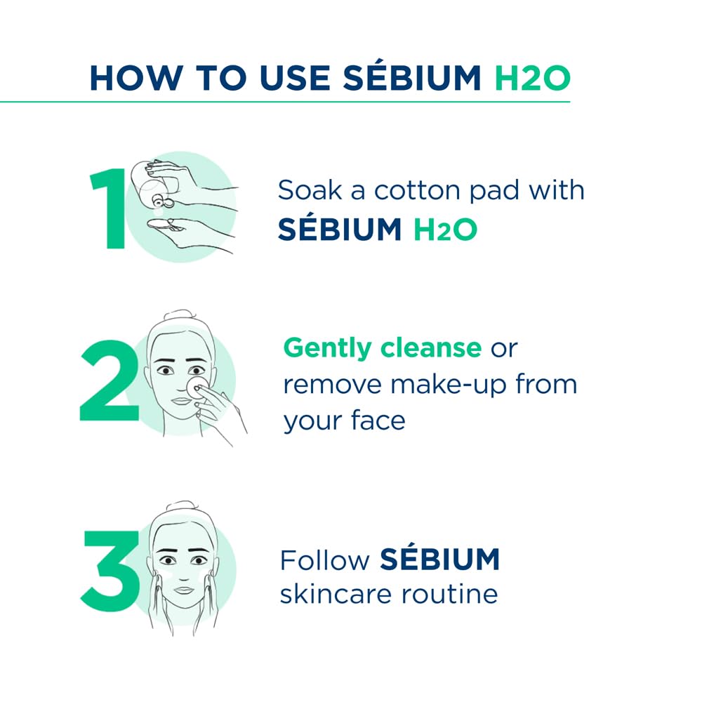 Bioderma Sebium H2O Purifying Micellar Cleansing Water and Makeup Removing Solution with Zinc Gluconate & Copper Sulphate For Combination to Oily Skin 100 ml