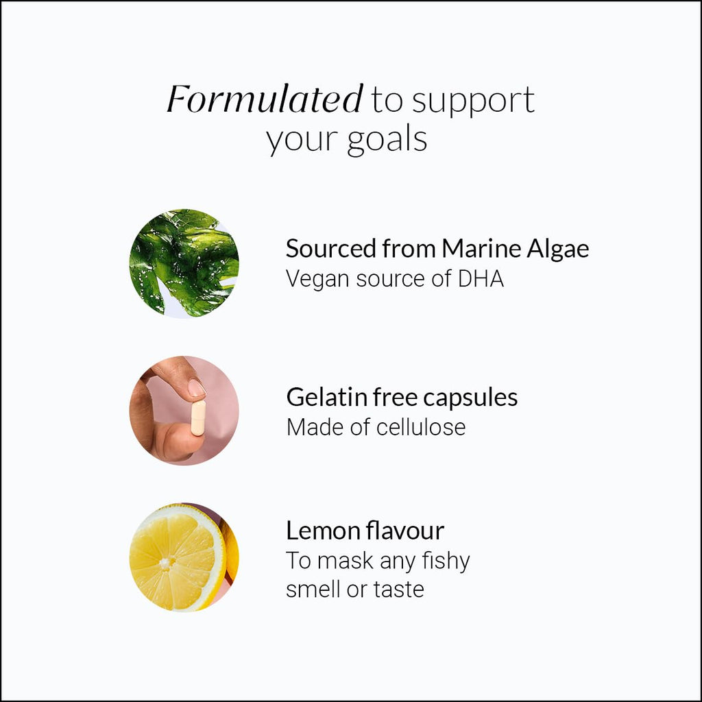 NUTROVA Complete Omega 3 Vegan and Gelatin-Free 60 capsules with Marine Algal Extract Containing 17% vegan-sourced DHA â€“ Supports Cardio Health, Skin & Hair etc - Ideal for Vegans & Vegetarians