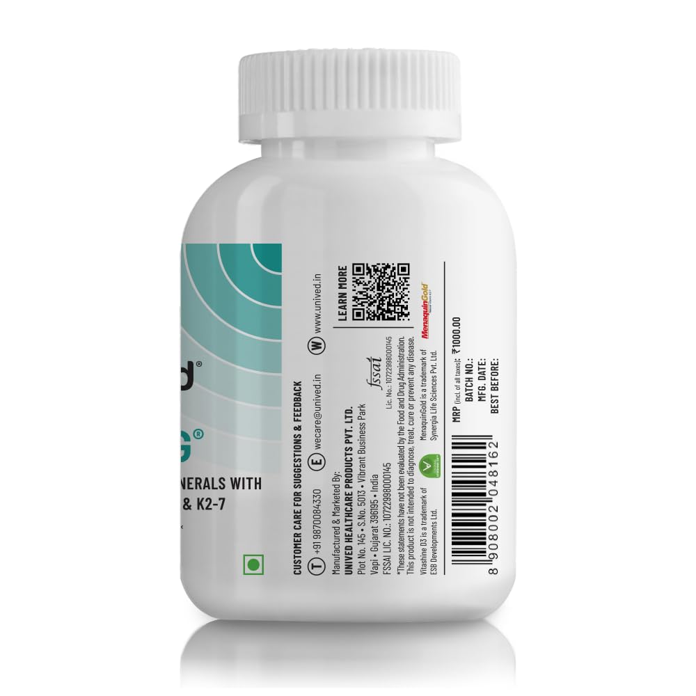Unived Caldveg | Wholefood Plant-Based Calcium, Magnesium & 73 Trace Minerals, Vit D3 (Lichen), Vit K2-7 (Menaquingold) | Complete Supplement For Bone Health & Healthy Ageing, Capsule