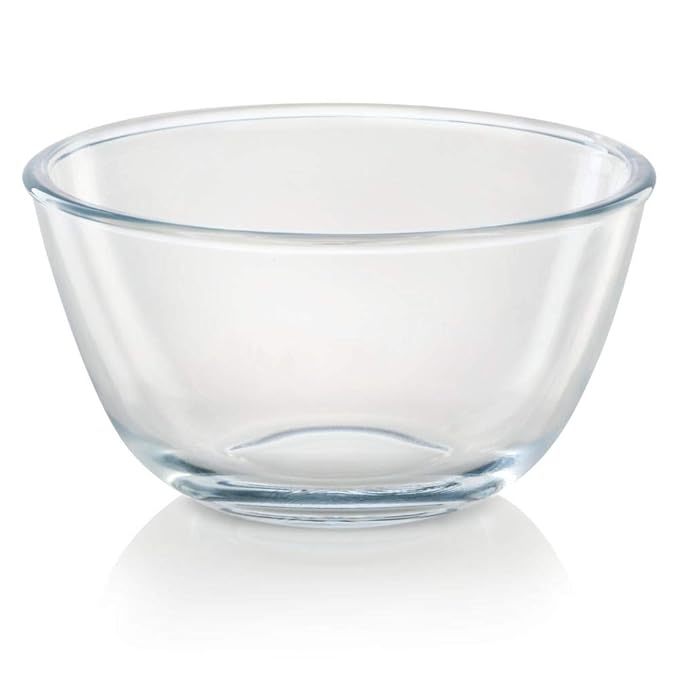 Borosil Glass Mixing & Serving Bowl With Blue Lid | Oven & Microwave Safe Bowl | 1.3 Litres | Borosilicate Glass