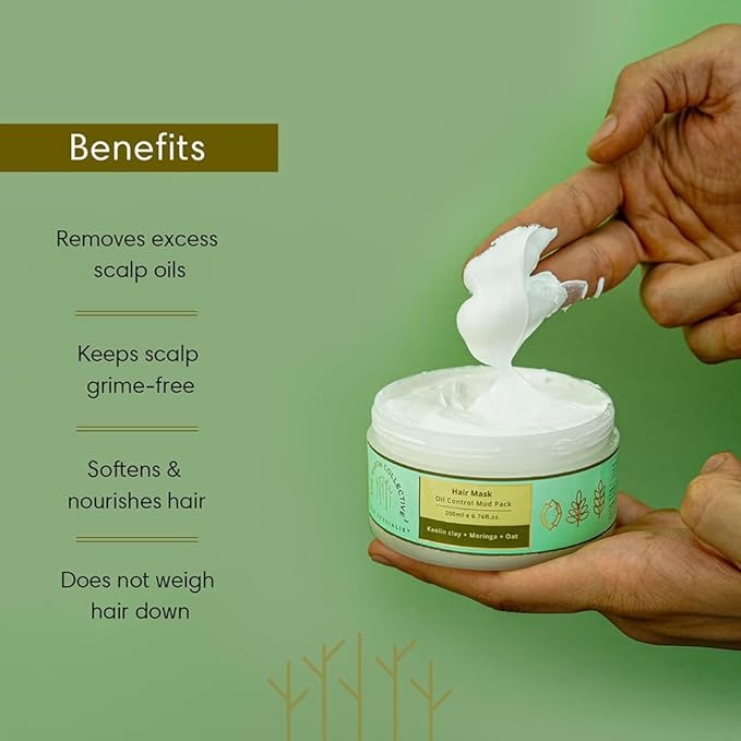The Earth Collective Oil Control Mud Pack Contains Kaolin Clay Moringa Oat Hydrates Hair - 200 ml