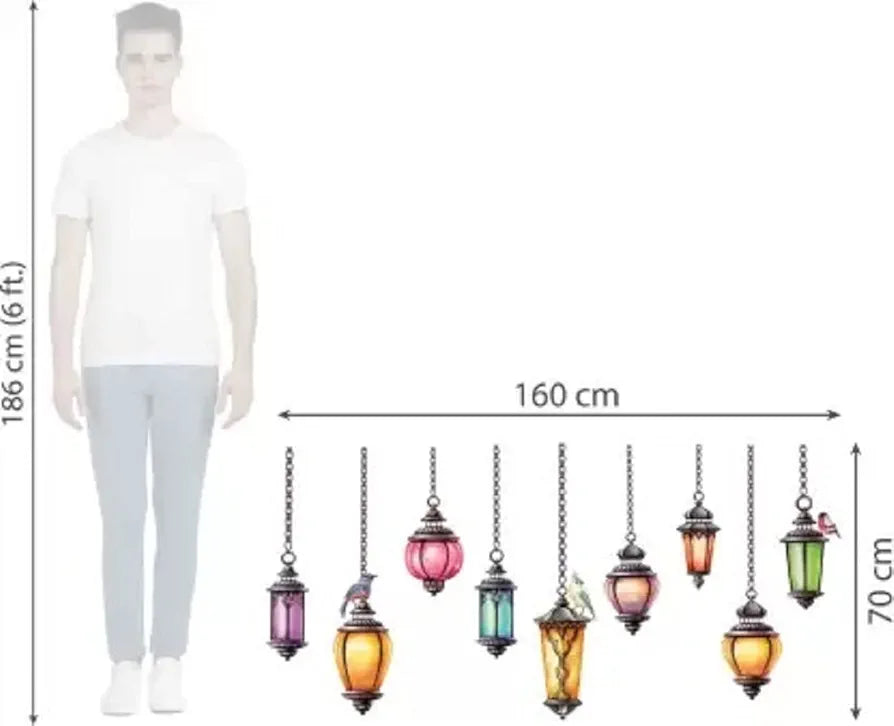 Rangoli Vinyl New Modern Art Beautiful Multicolor Light Lamps Large Wall Sticker Size 105Cm*105Cm-Self-Adhesive