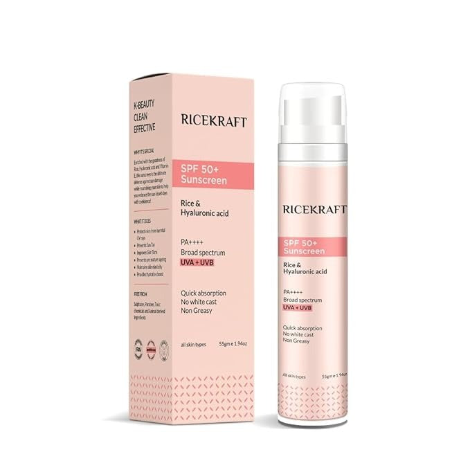 Ricekraft Spf 50+ Korean Sunscreen With Rice & Hyaluronic Acid - 55 gms
