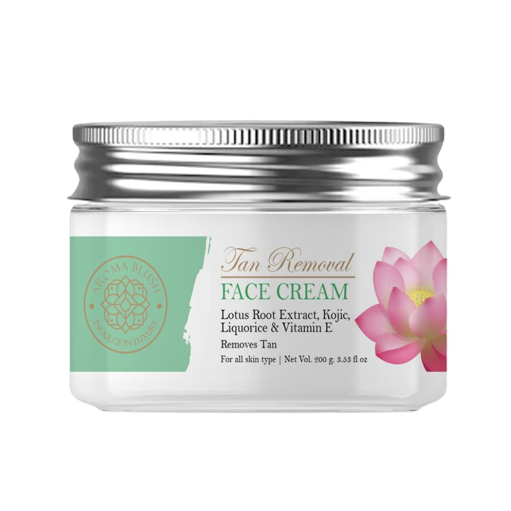 Aromablush - Tan Removal Face Cream | Liquorice, Lotus Root, Kojic Acid & Vitamin E | Tan Removal | Brightening & Hydrating | Even Tone | Anti-Aging | Dermatologist-Tested & Cruelty-Free | 200ml