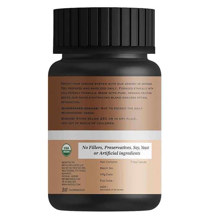 B'verge Turkey Tails Mushroom Capsules 500mg - 7 Capsules