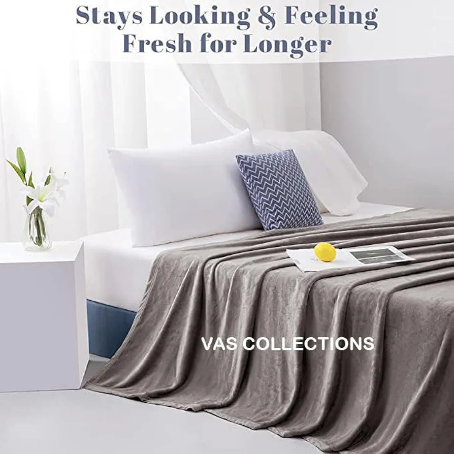 Homekart Premium Solid Color Soft Plush Mink Blanket Ultra Cozy and Warm Silky Soft All Season Single Bed Blanket Grey