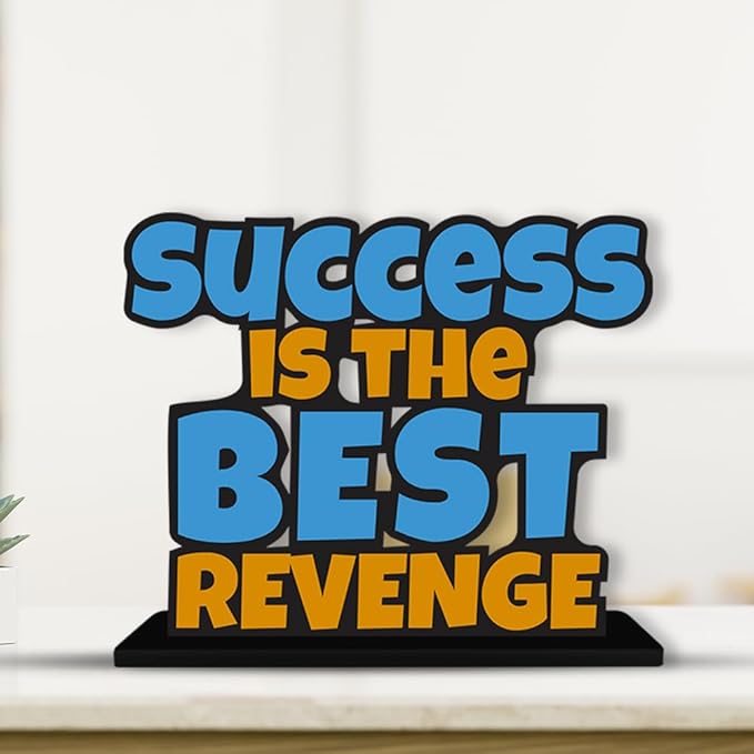 Artvibes Wooden Idols and Figurine Success is the Best Revenge Inspirational Quotes Table Decoration for Office Desk