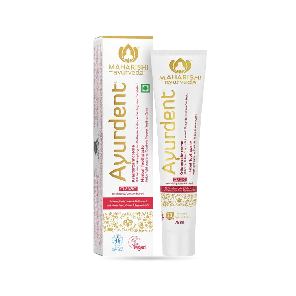 Maharishi Ayurveda Ayurdent Toothpaste, Unique Saliva Balancing Formula, for Toothache, Bleeding Gums, Sensitivity, Cavities, Plaque & Bad breath, Non Foaming, No SLS & Fluoride
