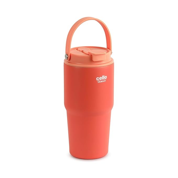 Cello Quench 600 On-the-Go Stainless Steel Sipper Tumbler with Straw  600ml