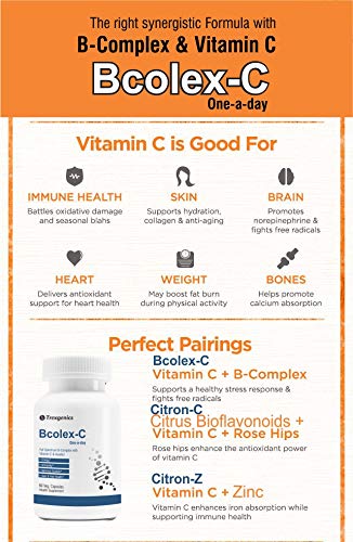 Trexgenics Bcolex-C One-A-Day Complete B-Complex With B12-Vit.C-Inositol 100Mg, Energy, Immunity & Nervous System (60 Veg. Caps)