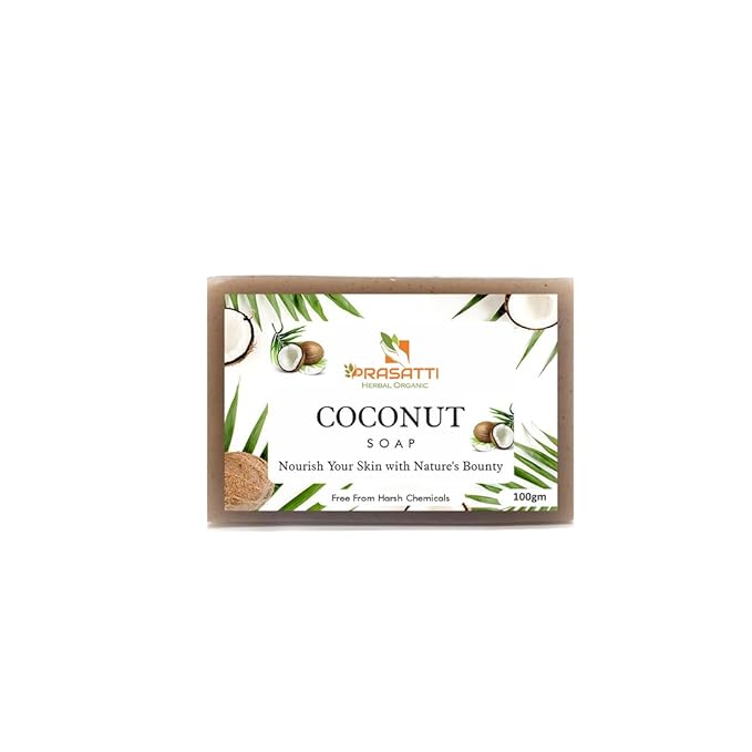 Prasatti Herbal Organic Coconut Bathing Soap for Remove Dead Skin Cells - 100 Gms | Pack of 2