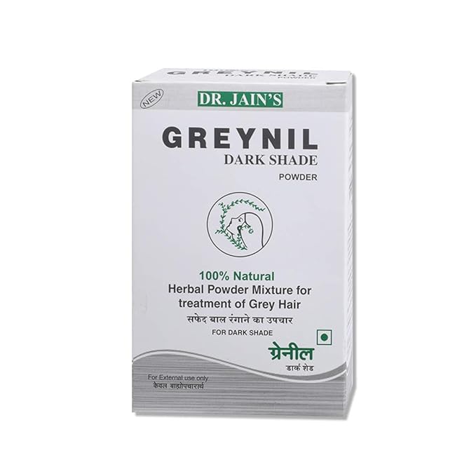Dr.Jain's Greynil Herbal Hair Color, Dark Shade Powder Mixture For Grey Hair for Men & Women - Pack of 2 - 500 gms