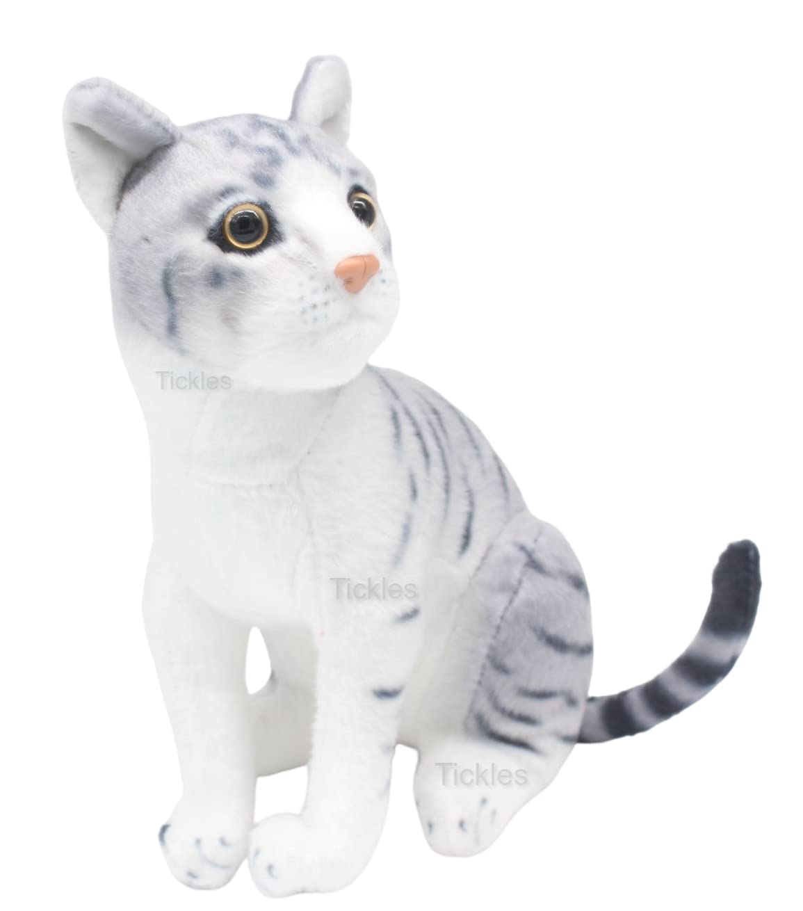 Tickles Cat Soft Stuffed Plush Animal Toy for Kids Grey 25 cm