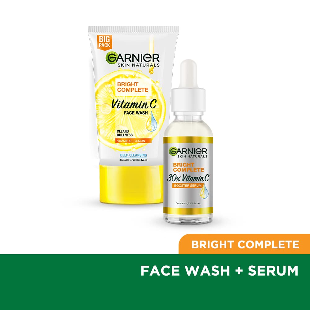 Garnier Bright Complete Vitamin C Serum & Bright Complete Facewash Combo