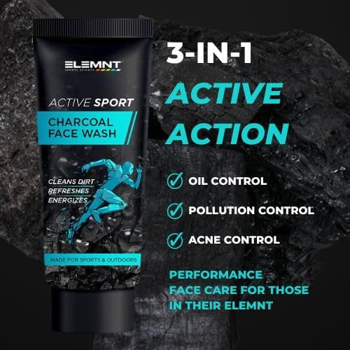 Elemnt Active Sport Charcoal Face Wash For Men - 50 gms