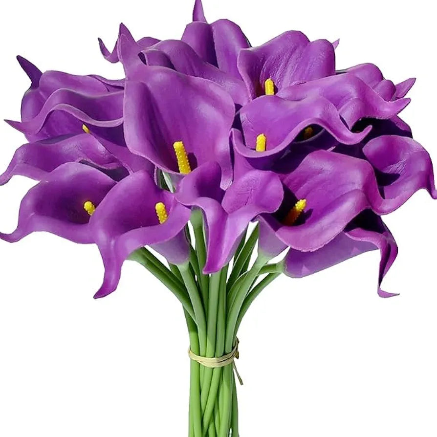 Artificial Foam Tulip Lily Flower Sticks 5 Pcs Purple