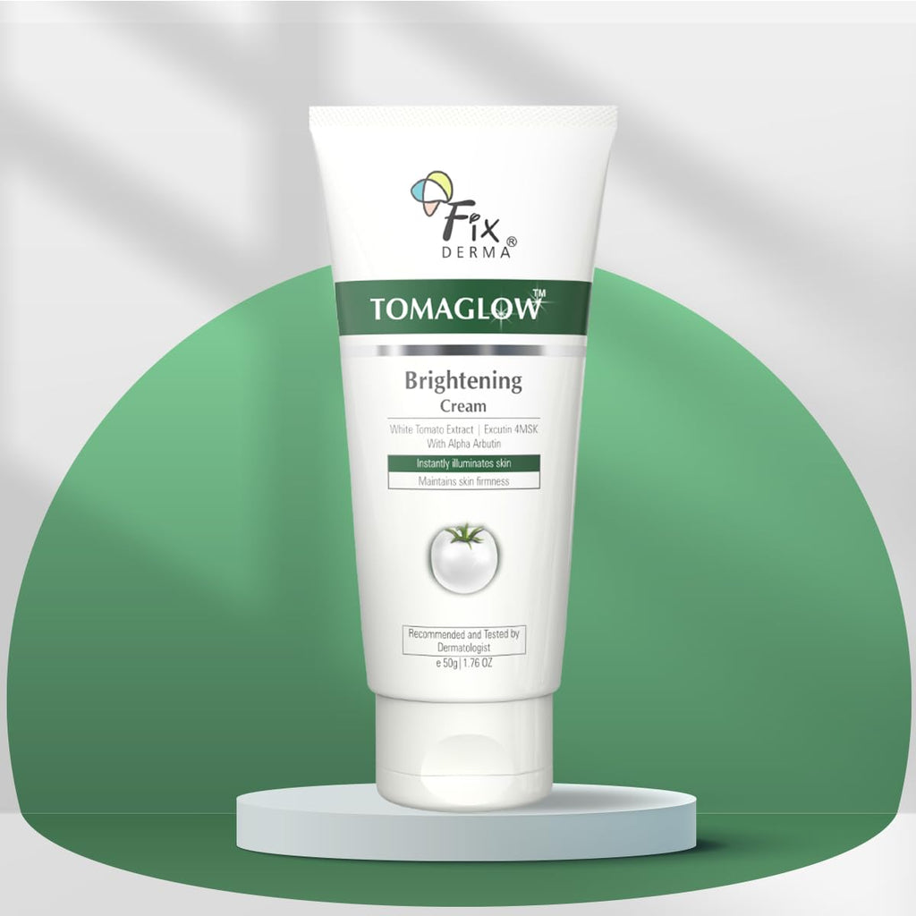 FIXDERMA Tomaglow Brightening Face Cream With White Tomato Extract, Excutin 4MSK With 2% Alpha Arbutin 4% Niacinamide, Lightens Dark Spots & Instantly Illuminates Skin, Face Cream For Unisex - 50G