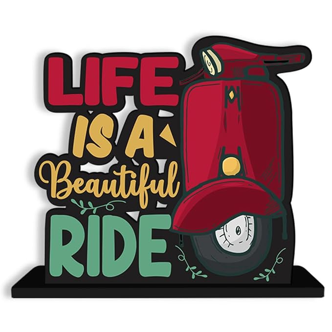 Art Vibes Wooden Idols and Figurine Life is a Beautiful Ride Quotes Table Decor for Office Desk Showpiece