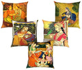 Aerohaven Decorative Hand Made Jute 150TC Throw/Pillow Cushion Covers Set of 5 Colour	Multicolor