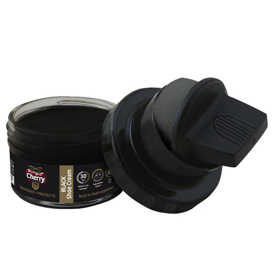Cherry Blossom Shoe Cream with Built-in Applicator | Premium Leather Care | Rejuvenates Faded Color | Polishes In 30 Secs | 10X More Shine| Mess Free (Black, 48 gm)