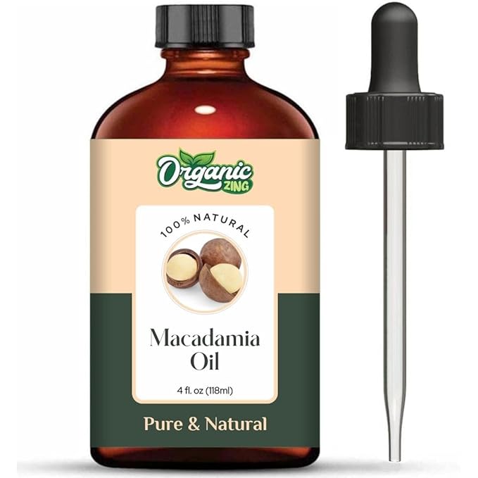 Organic Zing Macadamia Carrier Oil for Skin, Face, Hair Care, Aromatherapy, Diffuser, Conditioner - 118 Ml