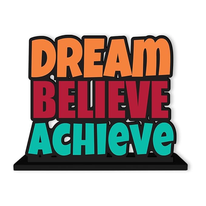 Artvibes Wooden Idols and Figurine Dream Believe Achieve Quote Table Decoration for Office Desk | Home Decor | Living Room