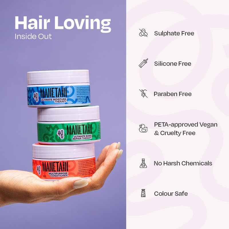 Manetain Ultimate Bond Repair Therapy 100gm | Deep Repair Curl Conditioner for Curly Hair Women & Men | Strengthening Conditioner for Frizzy Hair with FiberHance™, Plant Keratin & Ceramides | CG‑Friendly