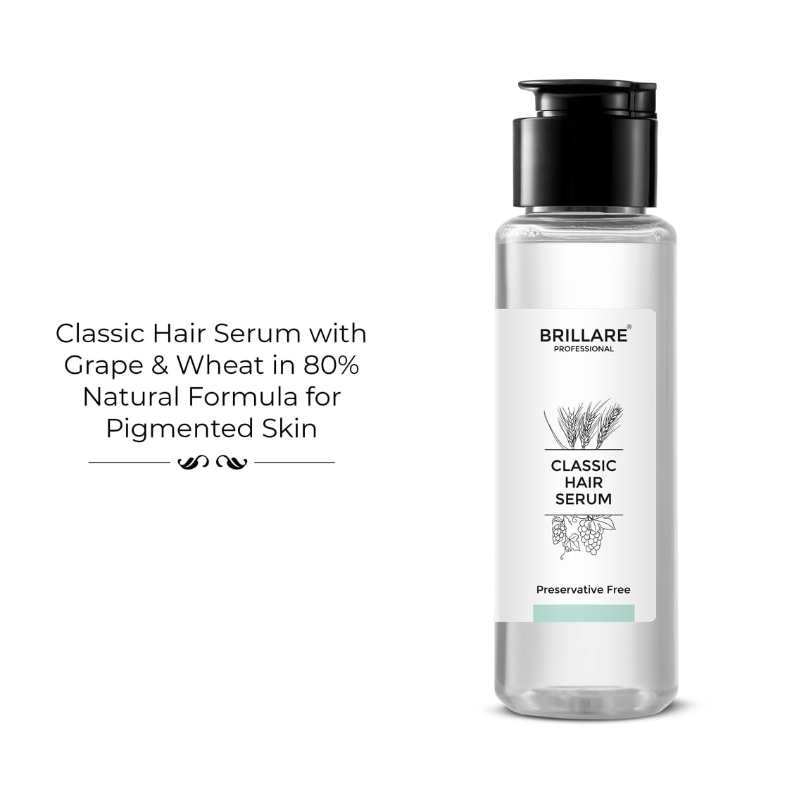 BRILLARE Classic Hair Serum with Grape Seed & Wheat Germ Oil for Smooth, Shiny Hair | Non-Sticky, Non-Greasy Formula | Hair Serum for Dry, Frizzy Hair