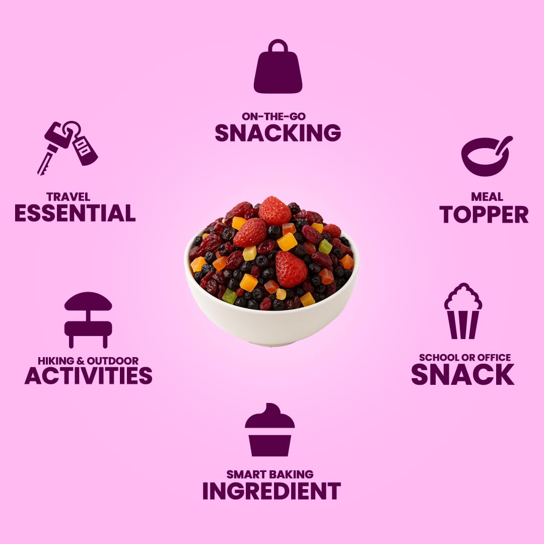 Livyor 7 in 1 Dried Fruits and Berry Mix for eating | Good Source of Fibre | Dried Cranberries | Pineapple | Pamelo | Papaya | Blueberries | Strawberries | Mango | Fruits & Berry Blast | Berries dry fruits | Berries fresh | Pack of 1