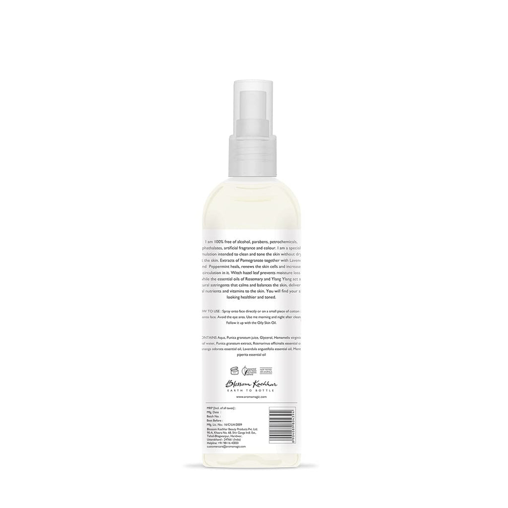Aroma Magic Aromatic Skin Toner| Tightens Pores & revives skin| Alcohol Free| with Pomegranate, Lavender & Peppermint Extracts| Hydrates, Tones & Balances |Oily Skin Type| 200 ml